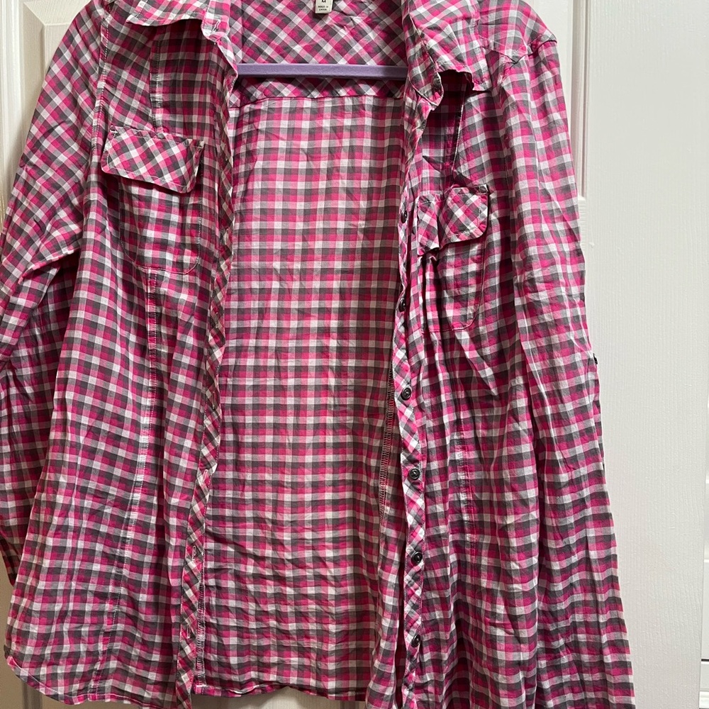 Hinge Pink and White Long Sleeve Button Down Shirt